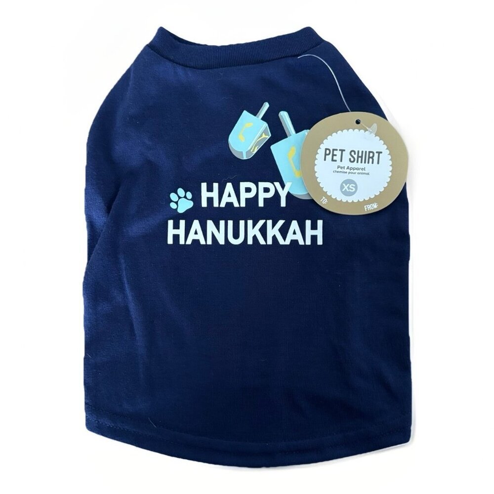 Happy‎ Hanukkah Dog Shirt Pet Shirt Size XS Holiday Party NWT